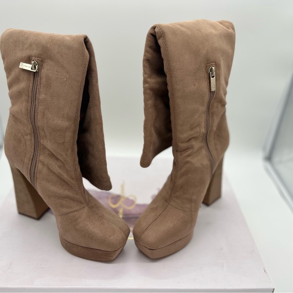 JESSICA SIMPSON Womens Beige 1" Platform Daniyah Heeled Boots 7.5 M - Picture 1 of 7